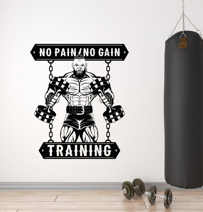 Виниловые наклейки на стену Мужественность Фитнес-центр Тренировки Нет боли Нет роста Наклейки Фреска (g6108)