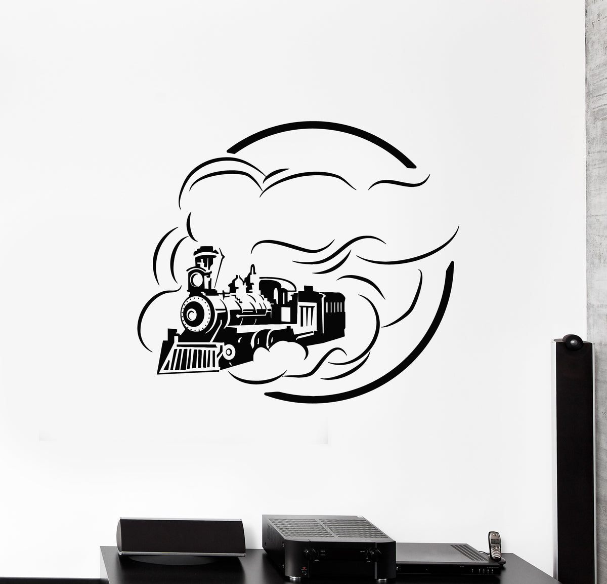 Vinyl Wall Decal Railway Steam Train Locomotive Rail Transport Sticker ...