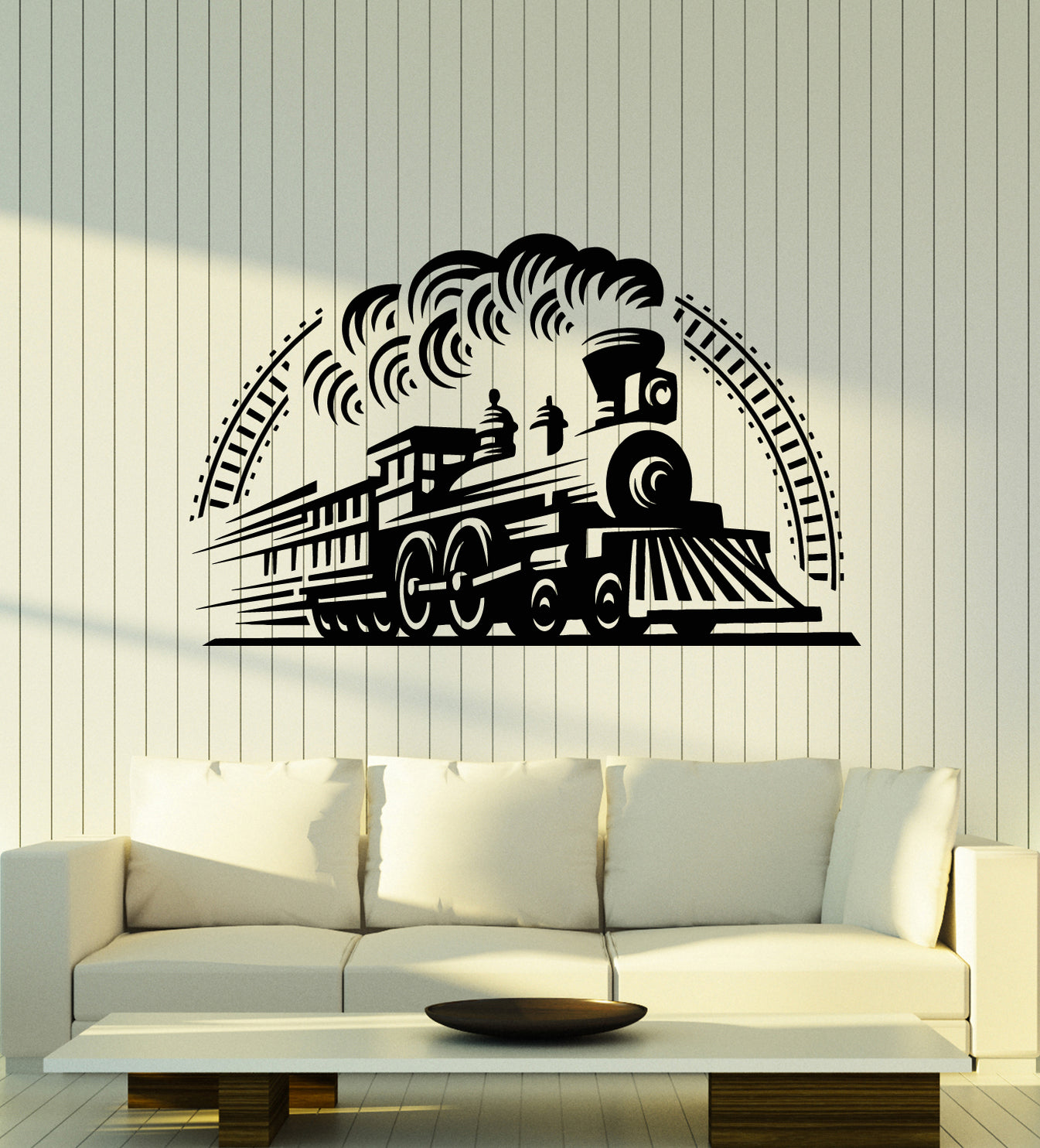 Vinyl Wall Decal Train Rails Railway Locomotive Transport Stickers Mur ...