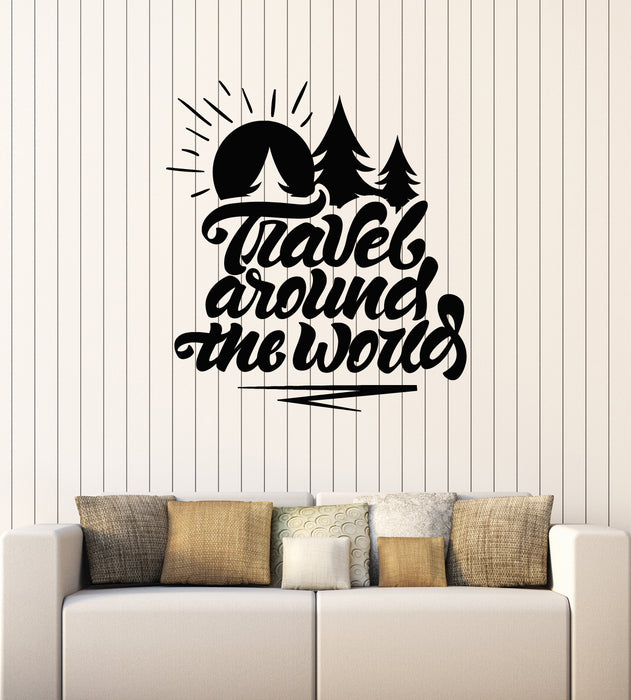 Виниловые наклейки на стену со словами «Путешествие по всему миру», «Приключения, кемпинг, туризм», «Наклейки» (g1841)