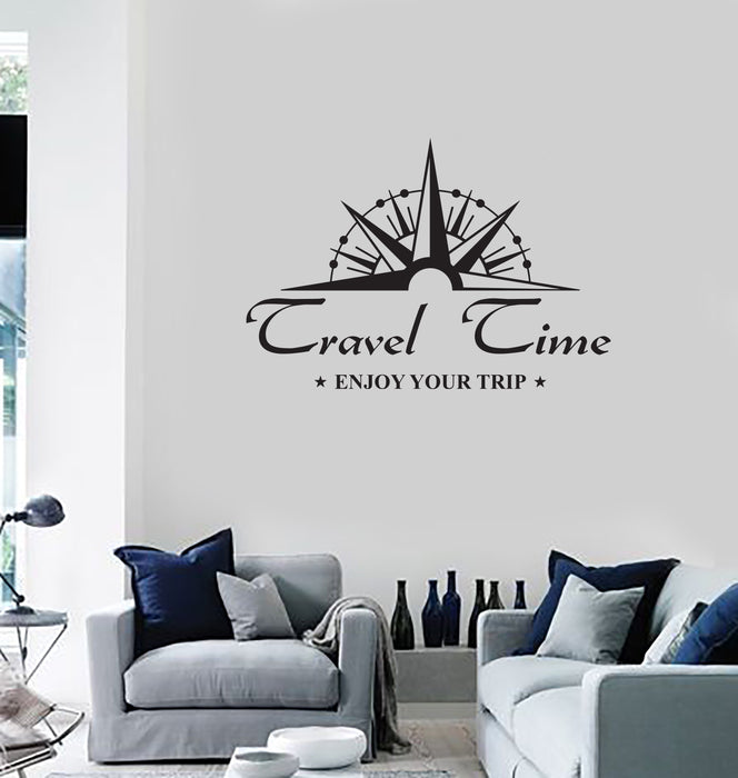Vinyl Wall Decal Travel Quote Compass Saying Tourism Interior Room Stickers Mural (ig5843)