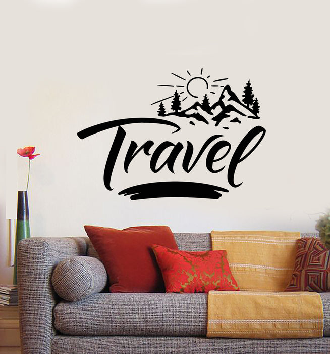 Vinyl Wall Decal Travel Sun Mountains Tree Nature Inspirational Stickers Mural (g730)