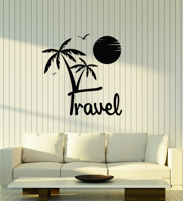 Виниловая наклейка на стену с надписью «Путешествие», «Пальмы, солнце, птицы», «Пляж», «Домашняя комната», наклейки для стен (ig5674)