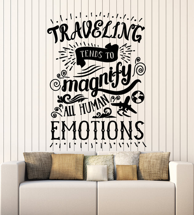 Vinyl Wall Decal Traveling Emotions Inspiring Quote Lettering Stickers Mural (g6476)