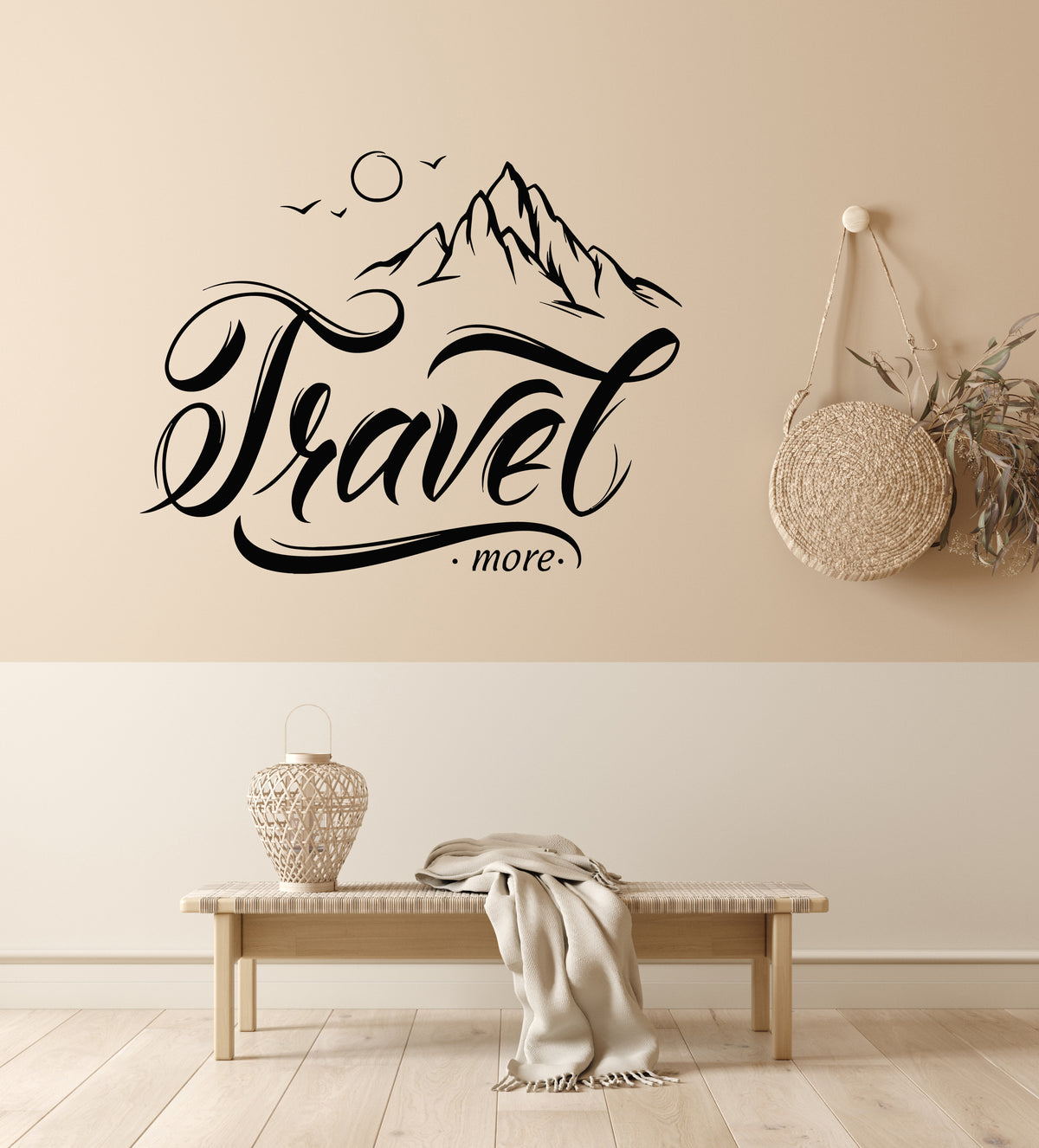 Vinyl Wall Decal Travel More Words Mountains Adventure Stickers Mural ...
