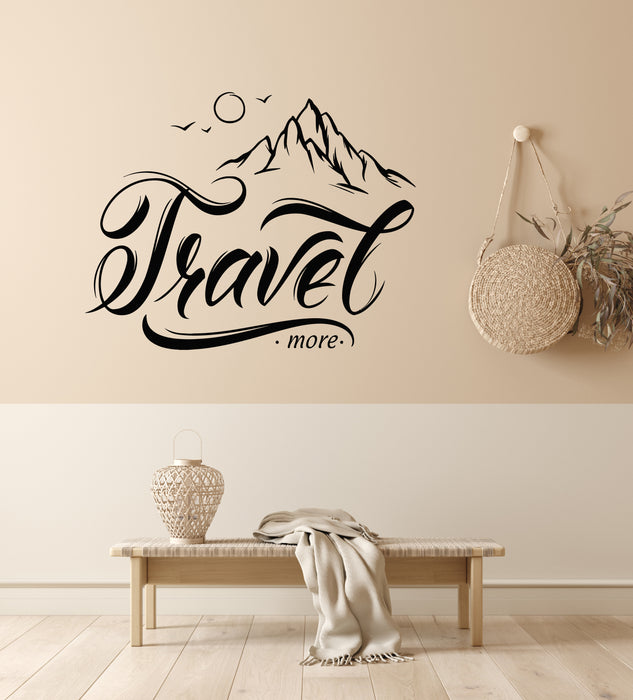 Vinyl Wall Decal Travel More Words Mountains Adventure Stickers Mural (g6494)