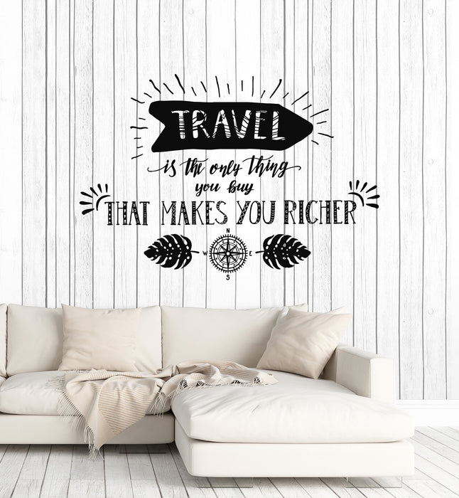 Vinyl Wall Decal Travel Only Thing You Buy Inspiration Quote Phrase Stickers Mural (g7634)