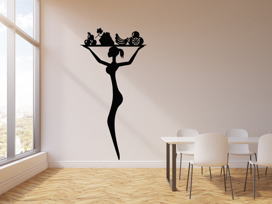 Vinyl Wall Decal Ethnic African Woman with Fruits Stickers Mural (g228)