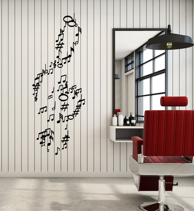 Vinyl Wall Decal Abstract Treble Clef Musical Notes Melodious Stickers Mural (g6333)