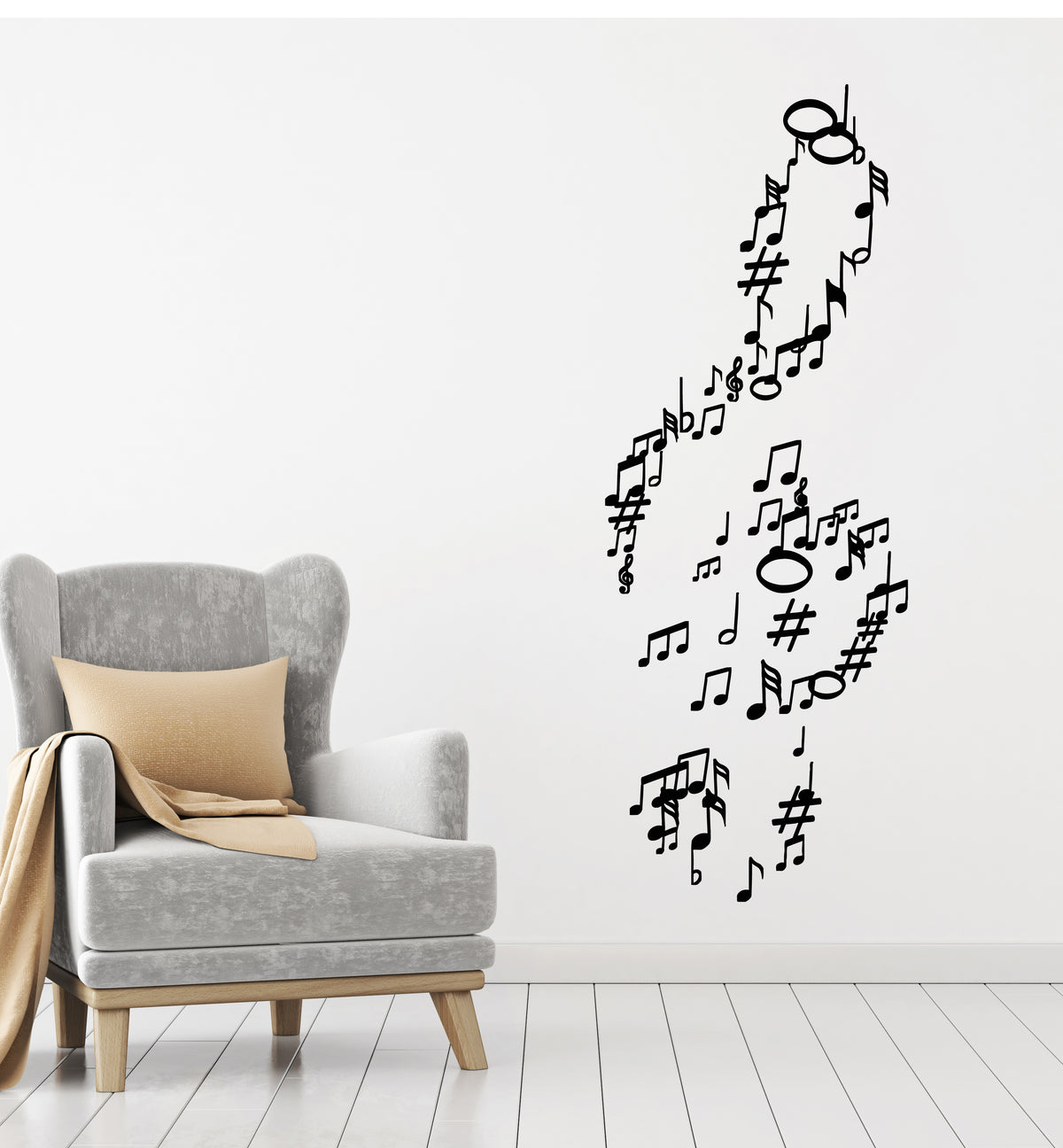 Vinyl Wall Decal Abstract Treble Clef Musical Notes Melodious Stickers ...