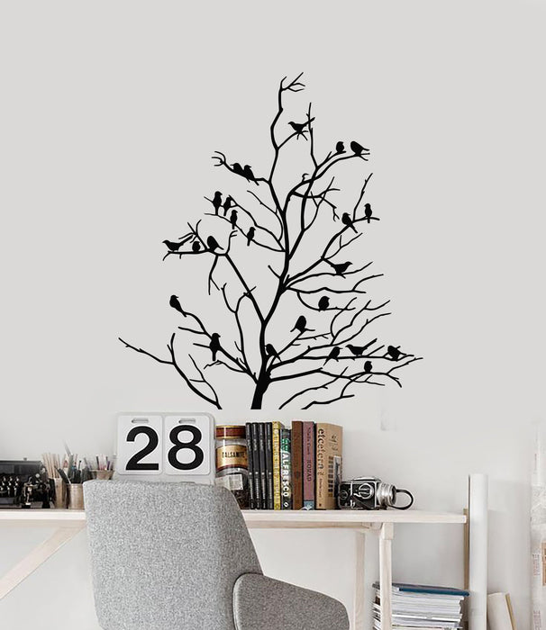 Vinyl Wall Decal Bare Tree Birds Branches Living Room Decor Art Stickers Mural (ig5278)