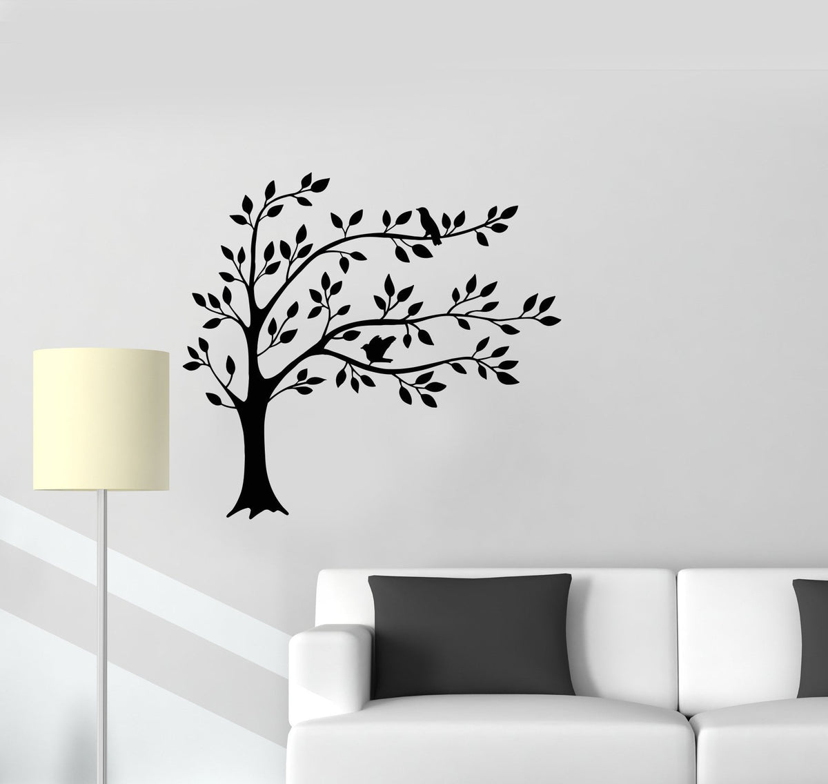 Vinyl Wall Decal Tree Leaves Branches Birds Home Interior Art Room Sti ...