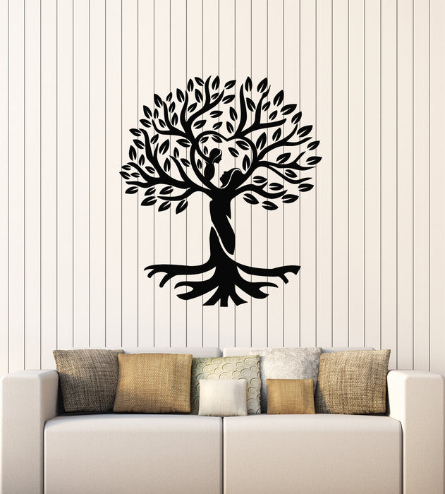 Autocollant mural en vinyle abstrait femme avec bébé amour branche d'arbre autocollants muraux (g2044)