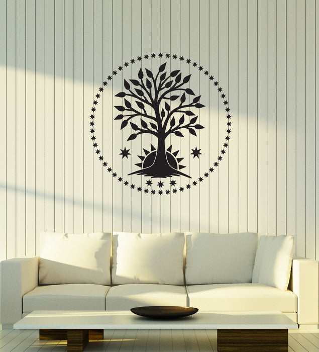 Autocollant mural en vinyle Arbre Soleil Étoiles Salon Décoration d'intérieur Autocollants Mural (ig6081) 