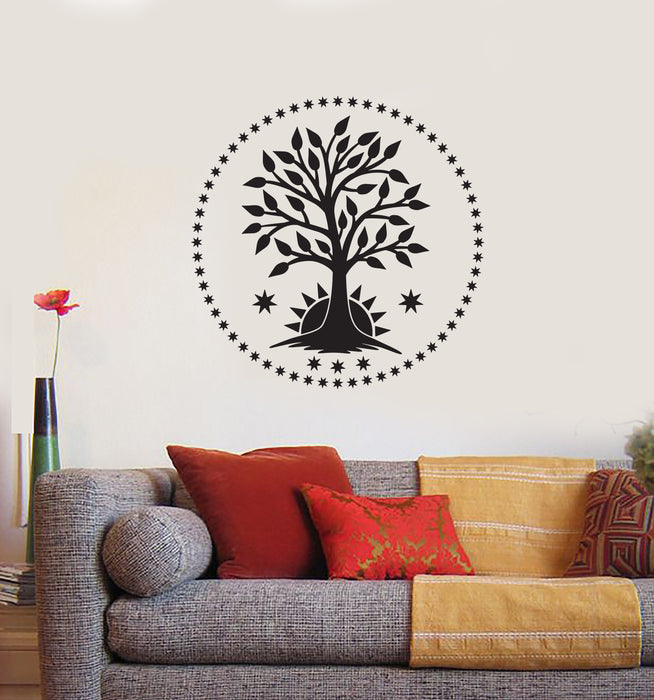 Autocollant mural en vinyle Arbre Soleil Étoiles Salon Décoration d'intérieur Autocollants Mural (ig6081) 