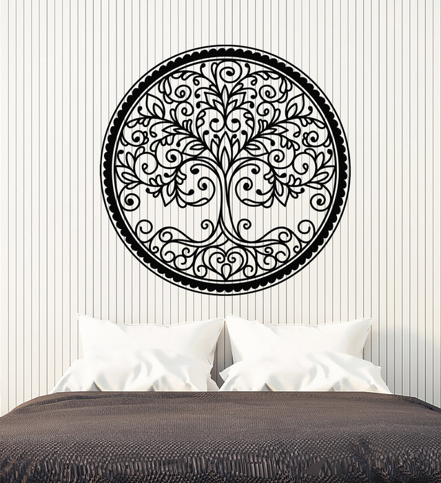 Vinyl Wall Decal Beauty Tree Ornament Symbol Circle Leaves Stickers Mural (g1096)