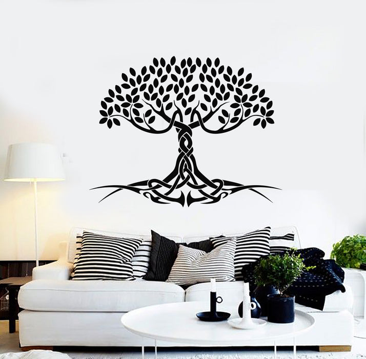 Vinyl Wall Decal Celtic Tree Of Life Roots Leaves Symbol Myth Stickers Mural (g1268)