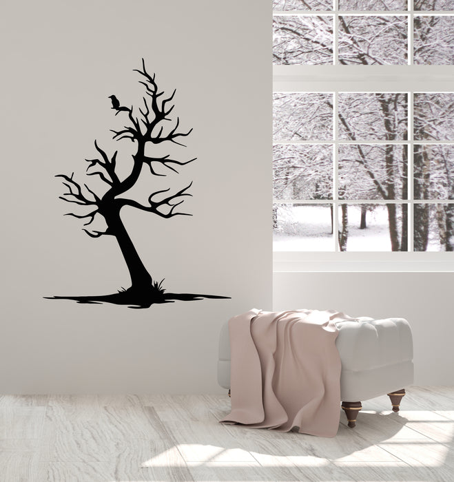 Vinyl Wall Decal Bird Raven Silhouette Gothic Style Tree Nature Stickers Mural (g1984)