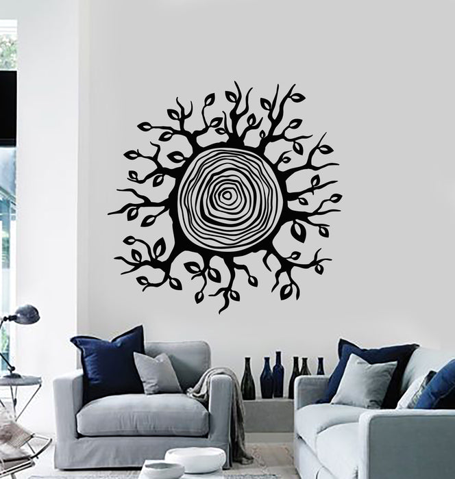 Vinyl Wall Decal Tree Leaves Stump Circles Layers Nature Decor Stickers Mural (g2028)