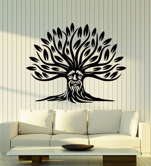 Vinyl Wall Decal Old Tree Plants Leaves Nature Abstract Face Stickers Mural (g2450)