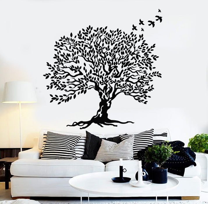 Vinyl Wall Decal Tree Leaves Branch Beautiful Home Decor Birds Stickers Mural (g2679)