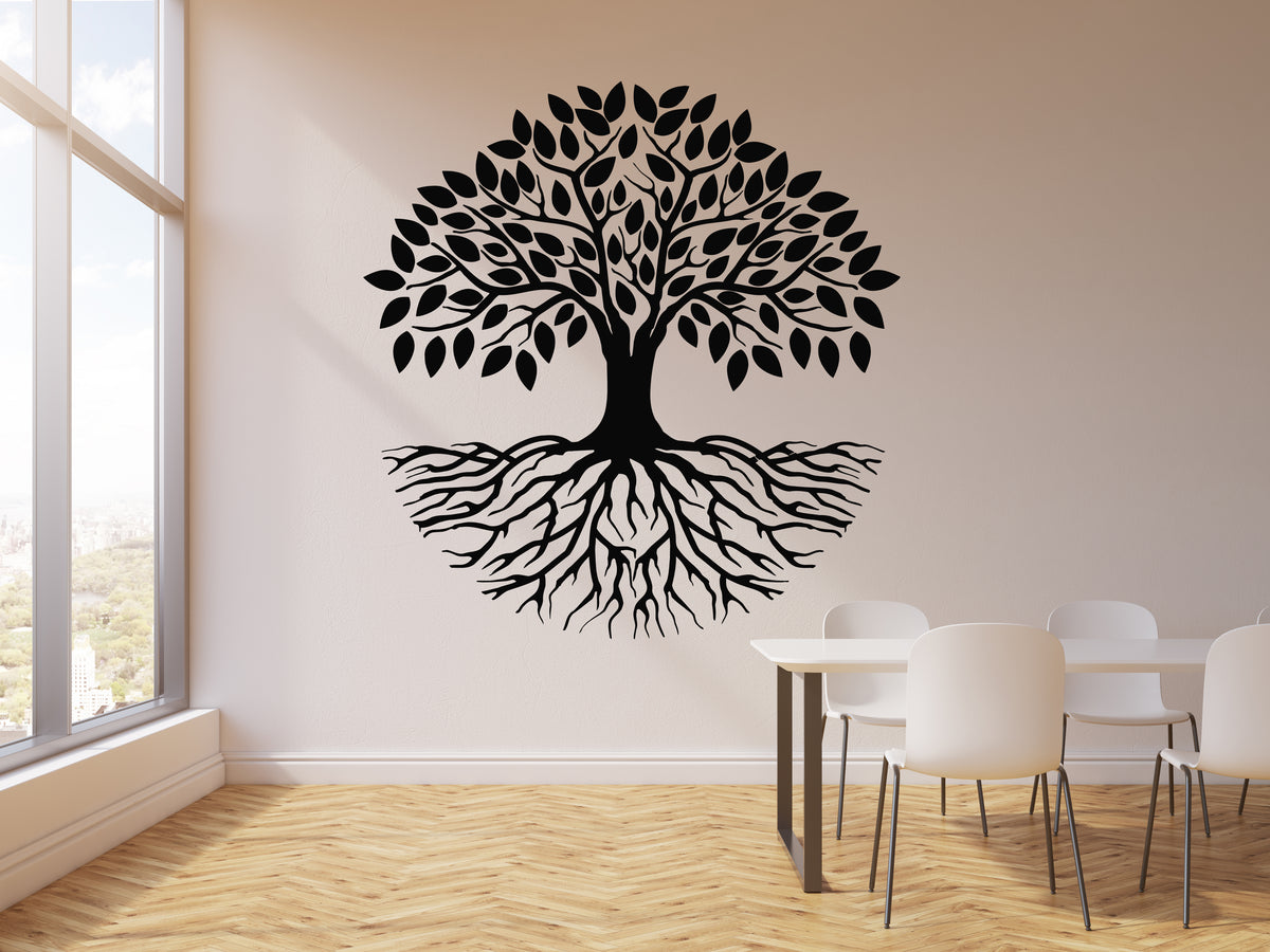 Vinyl Wall Decal Tree Roots Leaves Nature Forest Foliage Stickers Mura ...