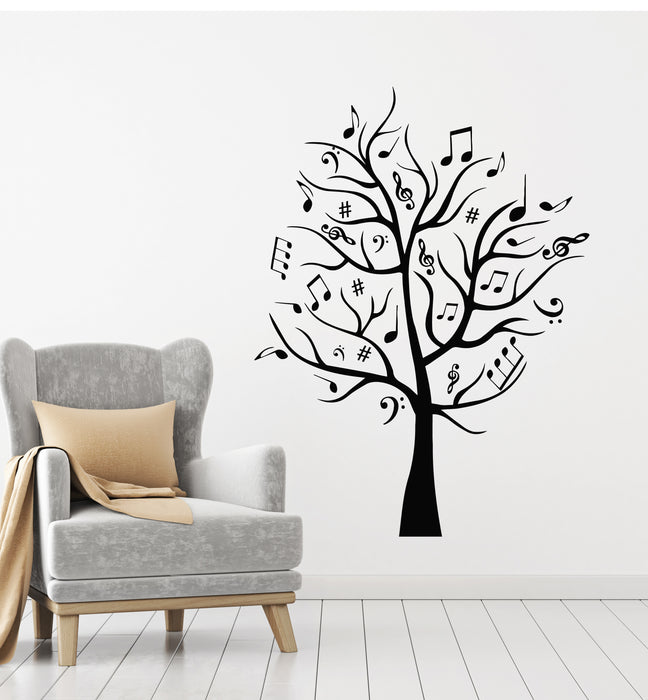 Vinyl Wall Decal Musical Tree Branches Nature Notes Musical Art Stickers Mural (g516)