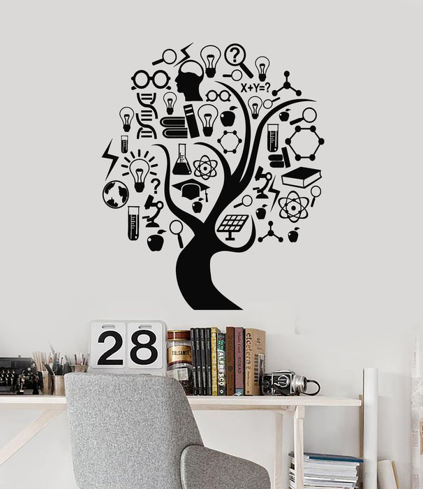 Vinyl Wall Decal Scientific Tree Science School Atoms Lab Stickers Mural (g975)