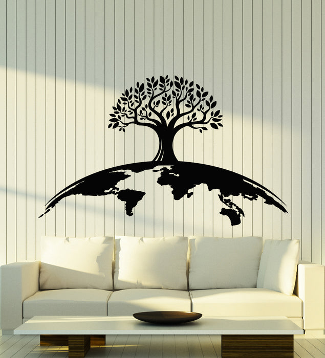 Vinyl Wall Decal Tree Planet Earth World Ecology Greens Nature Stickers Mural (g1199)