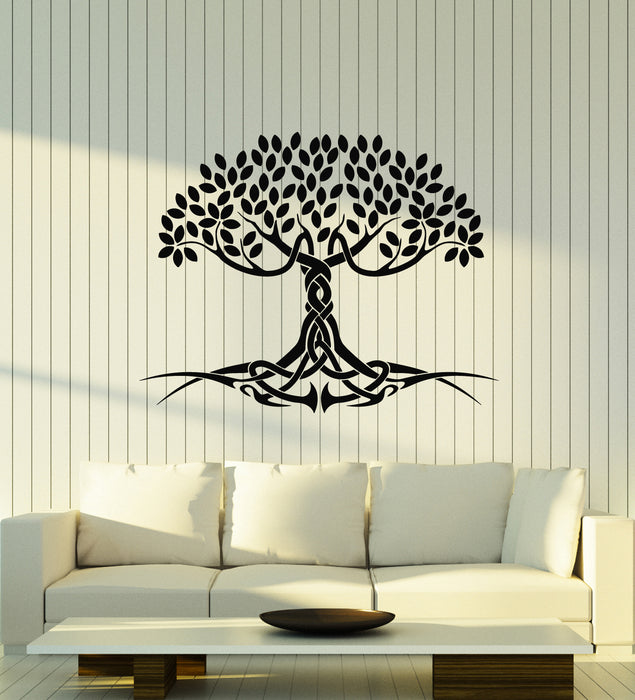 Vinyl Wall Decal Celtic Tree Of Life Roots Leaves Symbol Myth Stickers Mural (g1268)