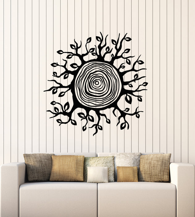 Vinyl Wall Decal Tree Leaves Stump Circles Layers Nature Decor Stickers Mural (g2028)