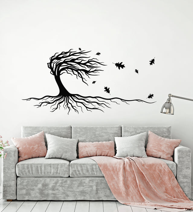 Vinyl Wall Decal Tree Roots Leaves Foliage Autumn Nature Forest Stickers Mural (g2048)