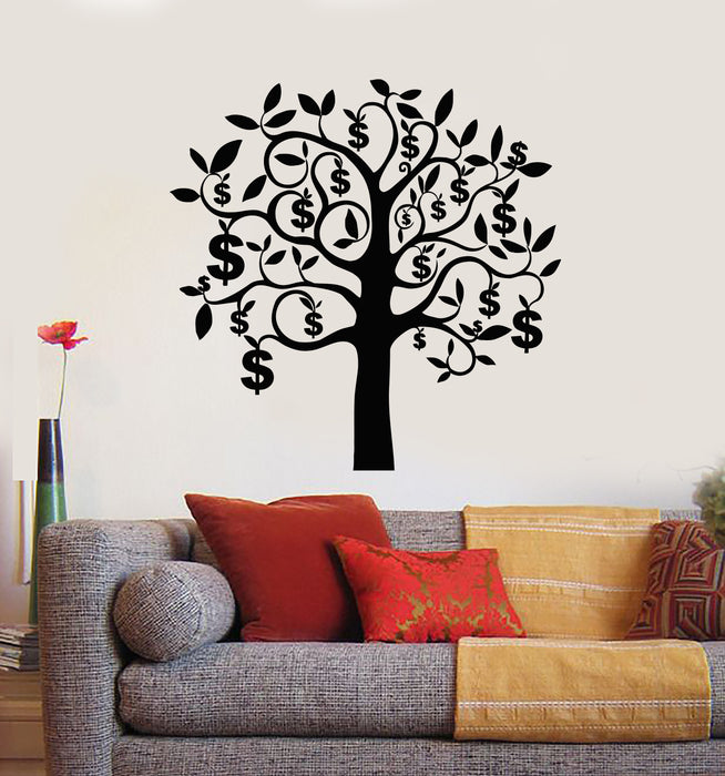 Vinyl Wall Decal Talisman Tree Branch Dollars Money Success Wealth Stickers Mural (g2059)