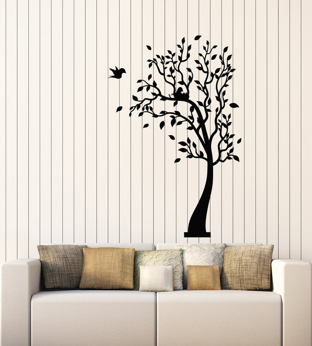 Vinyl Wall Decal Tree Leaves Forest Nature Birds Nest Family Stickers Mural (g2564)