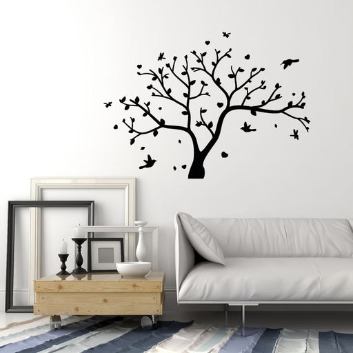 Vinyl Wall Decal Tall Tree Leaves Living Room Nature Forest Stickers M —  Wallstickers4you