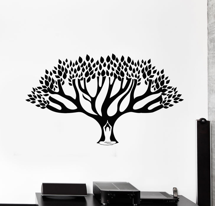 Vinyl Wall Decal Tree Lotus Pose Yoga Studio Meditation Room Stickers Mural (g537)