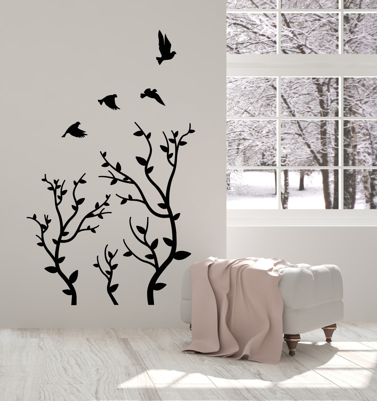 Vinyl Wall Decal Birds Tree Branch Living Room Bedroom Interior Sticke ...