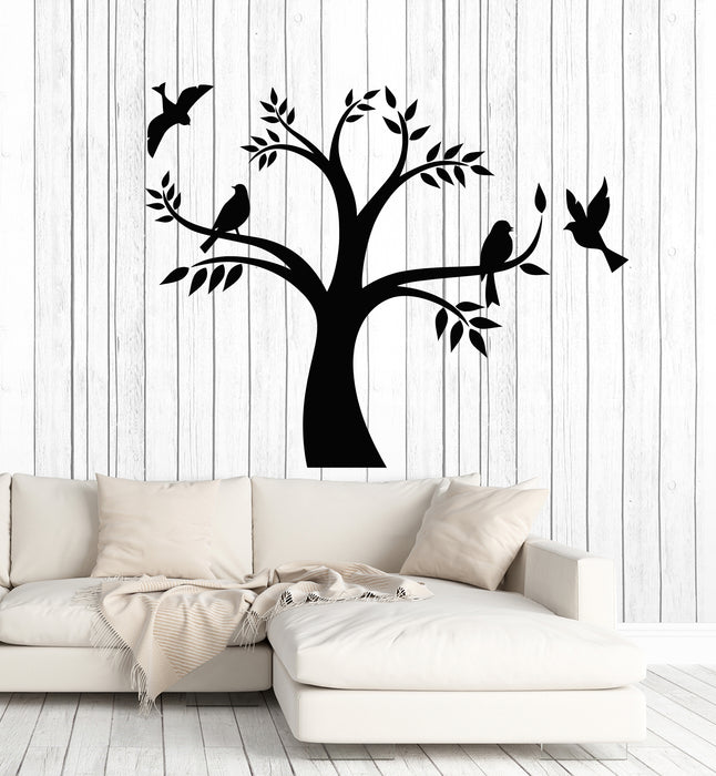 Vinyl Wall Decal Tree Branch Leaves Birds Flying Children Room Stickers Mural (g7011)