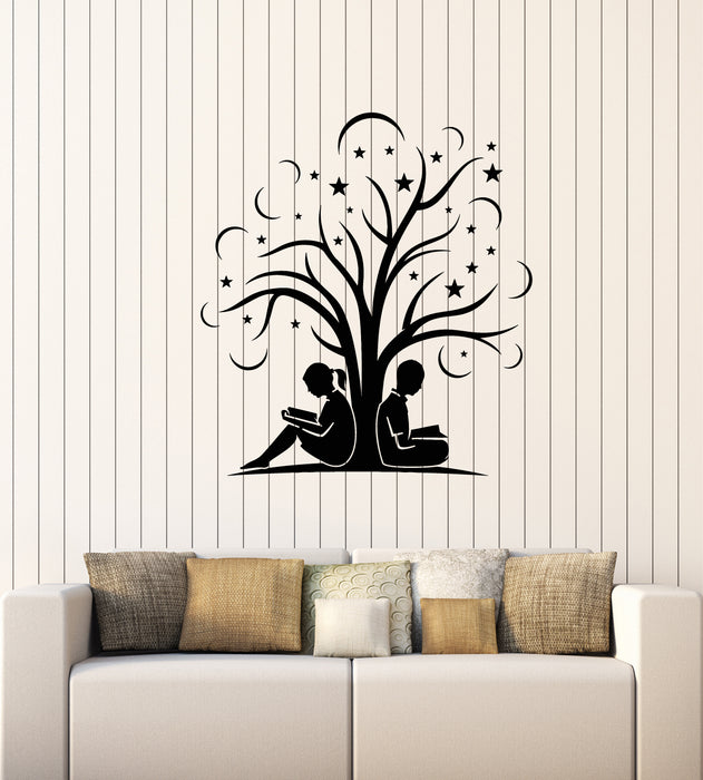 Vinyl Wall Decal Books Tree Home Library Girl Boy Reading Room Stickers Mural (g3861)