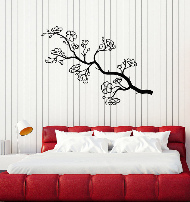 Vinyl Wall Decal Beautiful Tree Branch Nature Flowers Asian Style Stickers Mural (g3772)