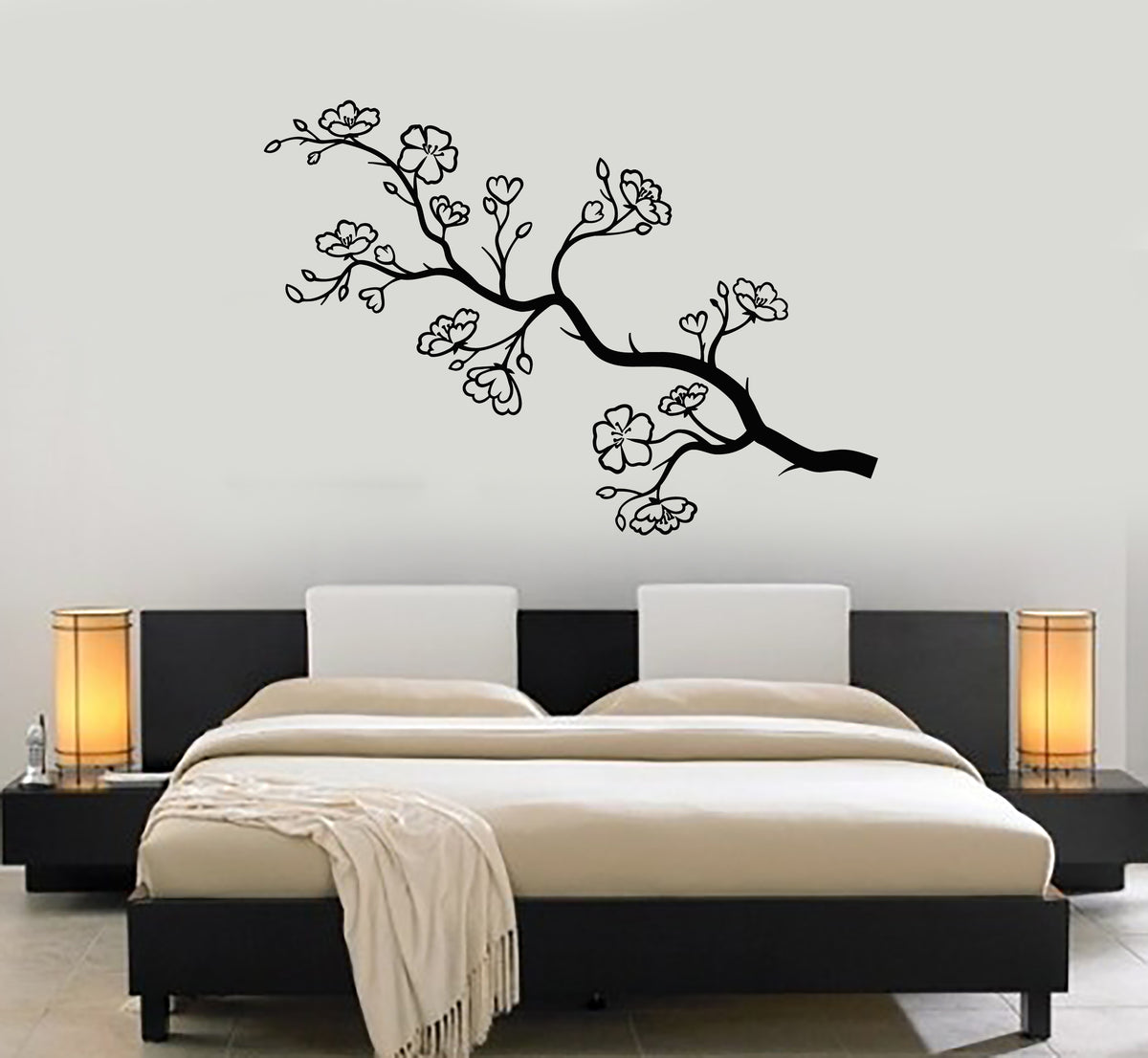 Vinyl Wall Decal Beautiful Tree Branch Nature Flowers Asian Style Stic ...