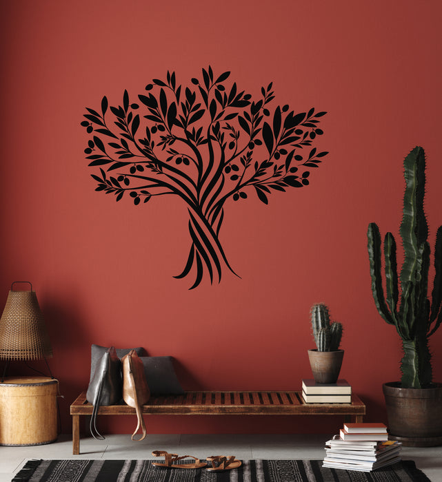 Vinyl Wall Decal Black and Green Olives Tree Branch Garden Nature Stickers Mural (g4679)