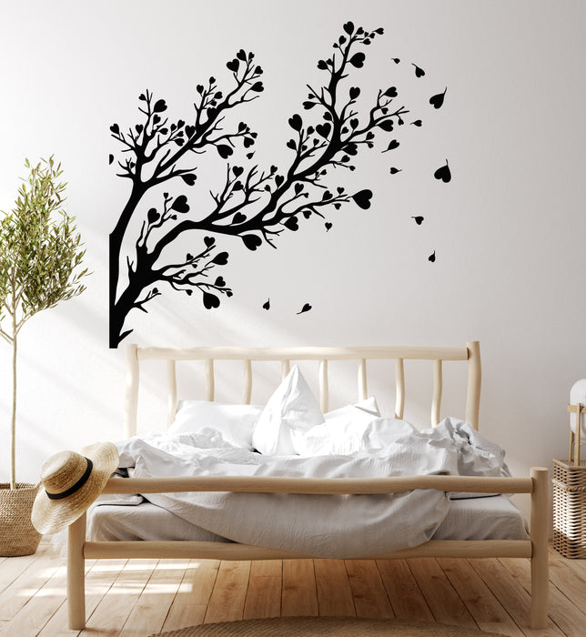 Vinyl Wall Decal Tree Branch Leaves Hearts Bedroom Romance Decor Stickers Mural (g5286)