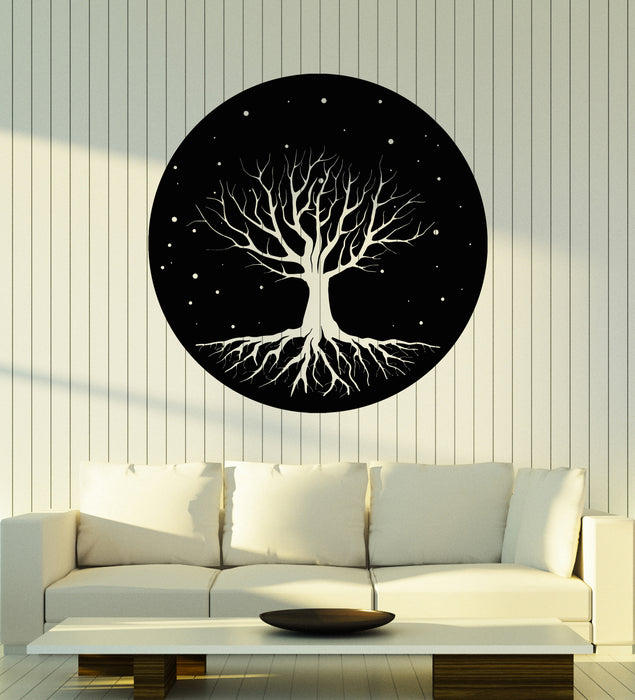 Vinyl Wall Decal Night Tree Branch Roots Bedroom Art Stars Stickers Mural (g5715)