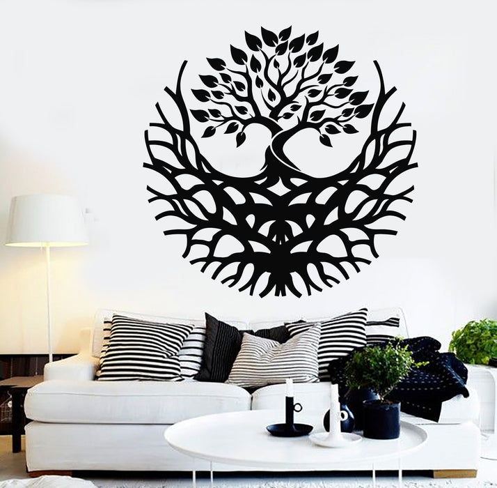 Vinyl Wall Decal Abstract Creative Circle Tree Roots Nature Forest Interior Stickers Mural (g6949)