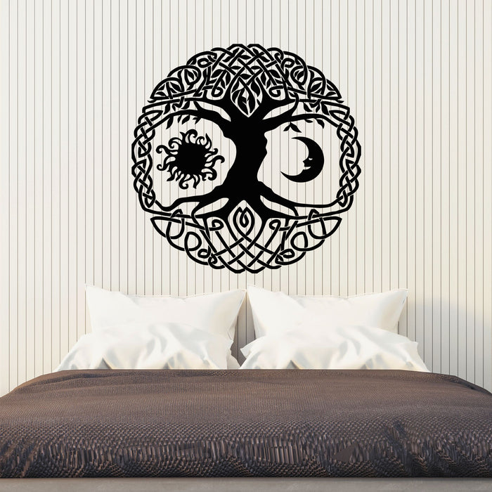 Vinyl Wall Decal Celtic Circle Tree Branch Roots Sun Moon Stickers Mural (g8226)