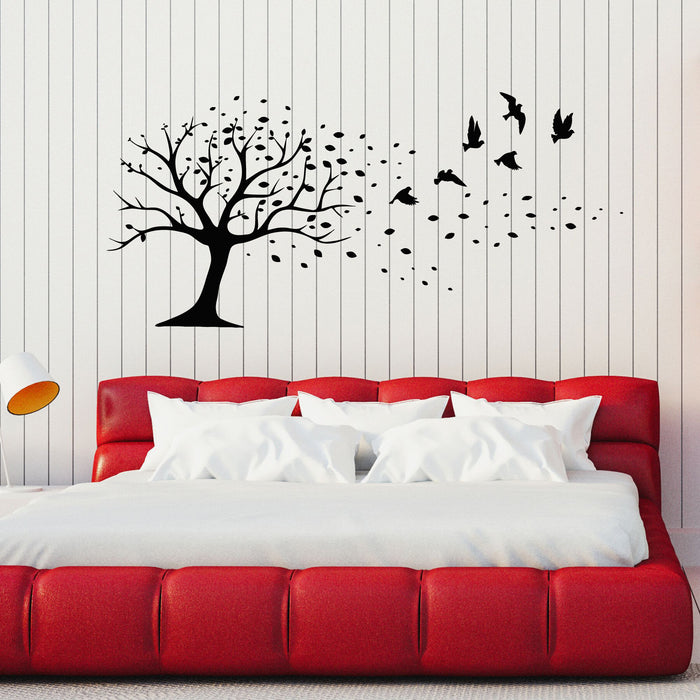 Vinyl Wall Decal Tree Branch Birds Fly Autumn Nature Decor Stickers Mural (g8255)