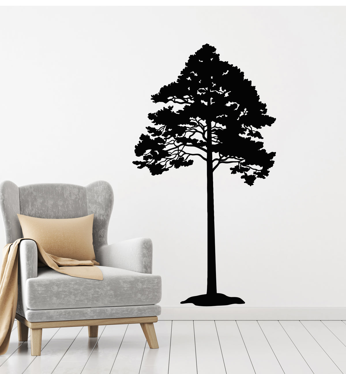 Vinyl Wall Decal Tall Tree Leaves Living Room Nature Forest Stickers M ...