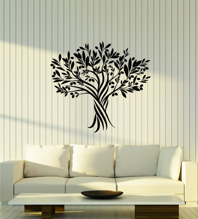 Vinyl Wall Decal Black and Green Olives Tree Branch Garden Nature Stickers Mural (g4679)