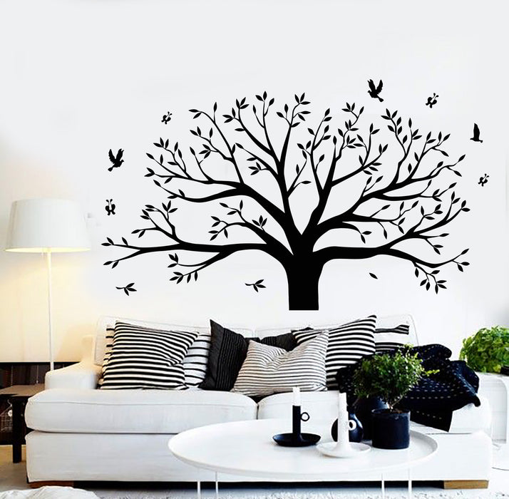 Vinyl Wall Decal Tree Leaves Nature Birds Butterflies Bedroom Stickers Mural (g5037)
